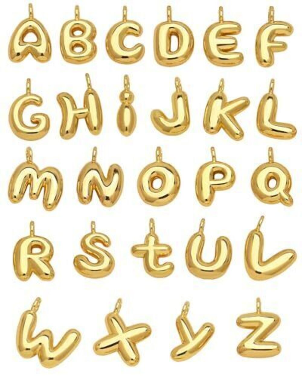 3296 No Tarnish Bubble Letter Charms for Jewelry Making 18K Gold Plated